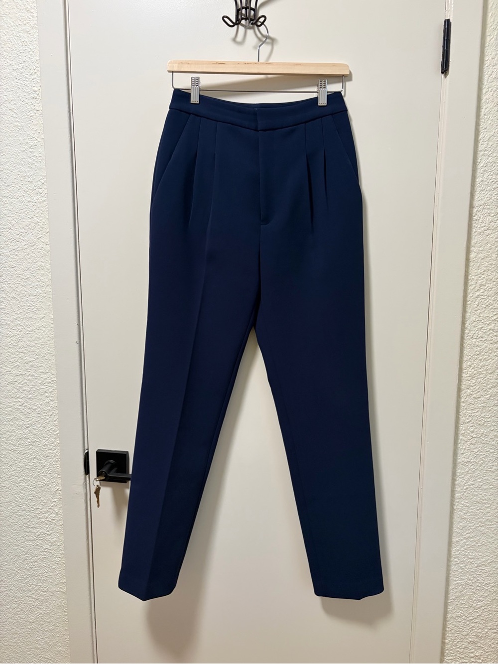 Self-Portrait Navy Tailored Pleated Trousers